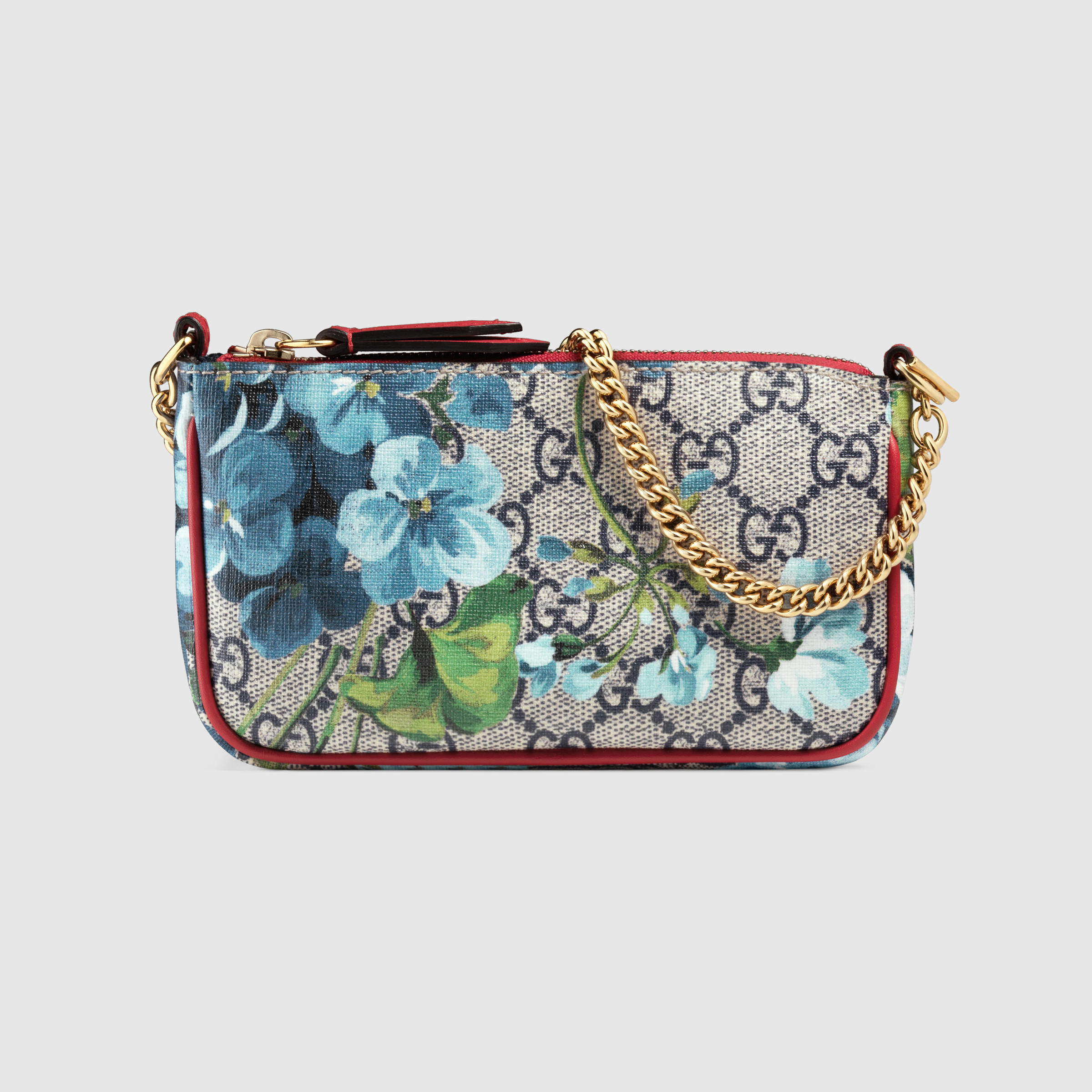 Gucci Canvas Gg Blooms Mini Chain Bag in Blue | Lyst